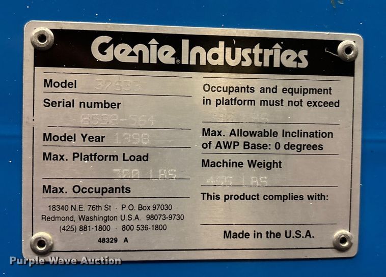 image for item FG1651 1998 Genie AWP-24 vertical lift