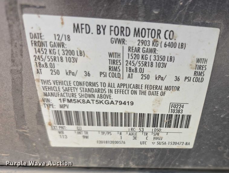 image for item FI0725 2019 Ford Explorer Police Interceptor SUV