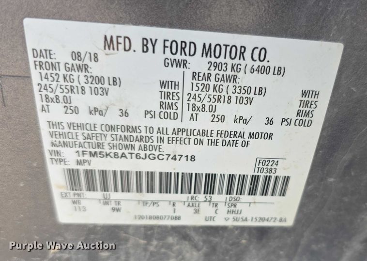 image for item FI0726 2018 Ford Explorer Police Interceptor SUV