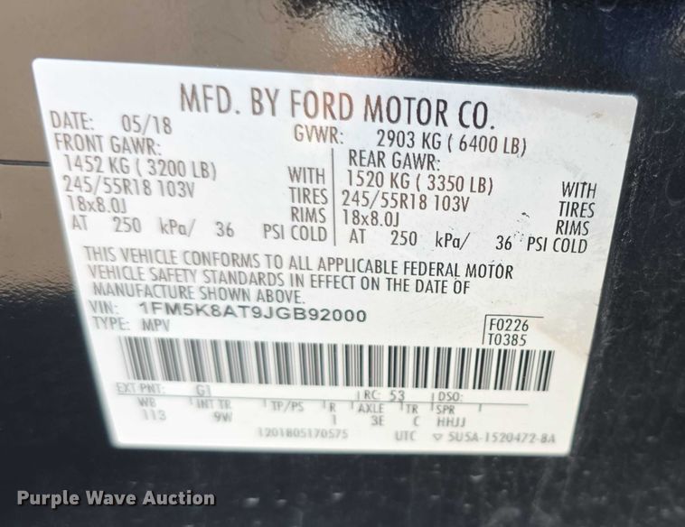 image for item FI0728 2018 Ford Explorer Police Interceptor SUV