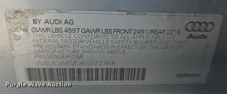 image for item FI0760 2011 Audi A3 