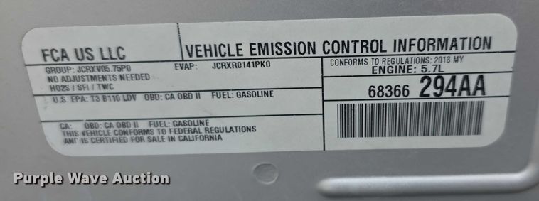 image for item FK0667 2018 Dodge Charger 