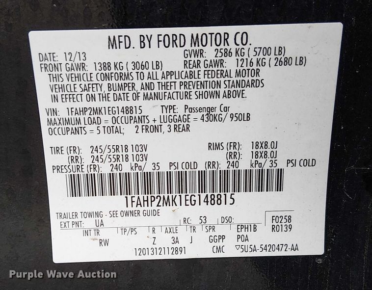 image for item FK0681 2014 Ford Taurus Police Interceptor 