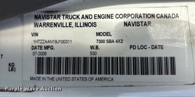 image for item FK1034 2009 International 7300 refuse truck