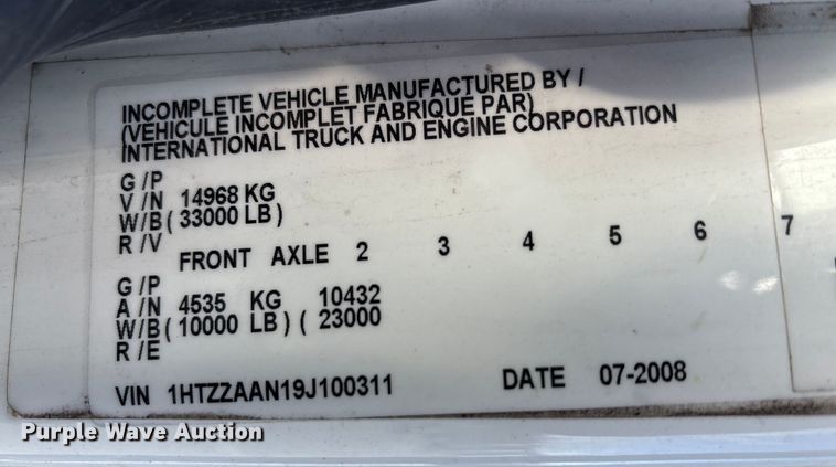 image for item FK1034 2009 International 7300 refuse truck