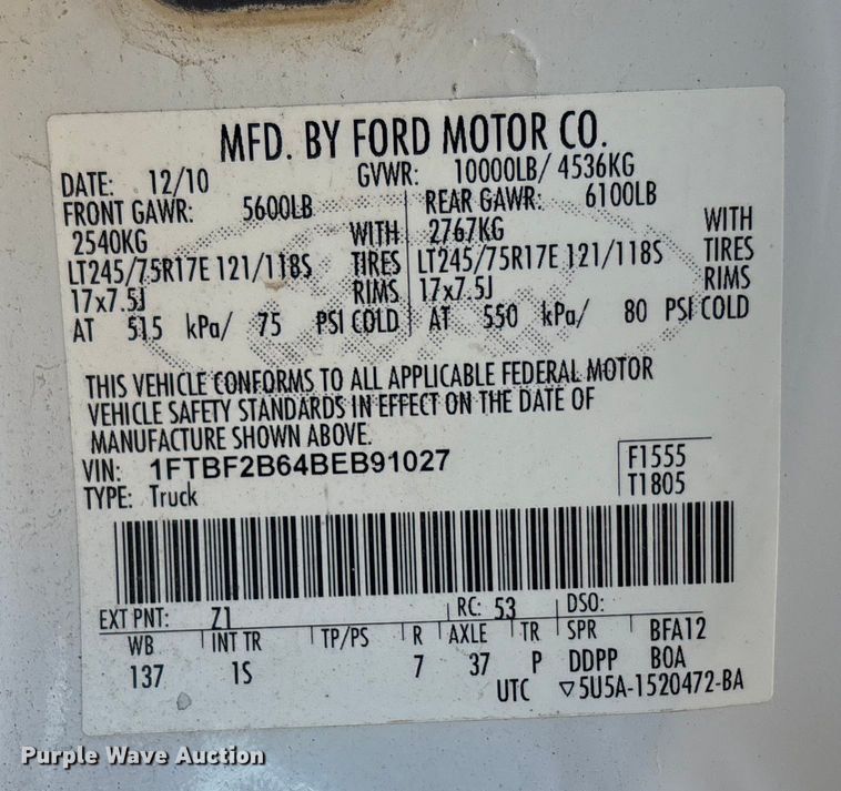 image for item OE9254 2011 Ford F250 Super Duty XL pickup truck