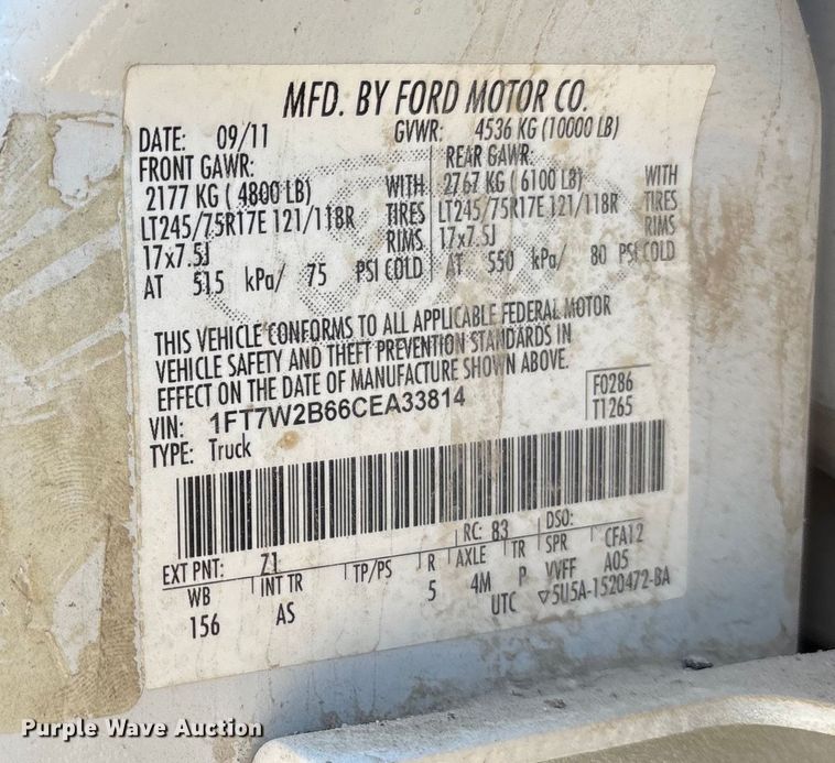 image for item OE9258 2012 Ford F250 Super Duty XL Crew Cab pickup truck