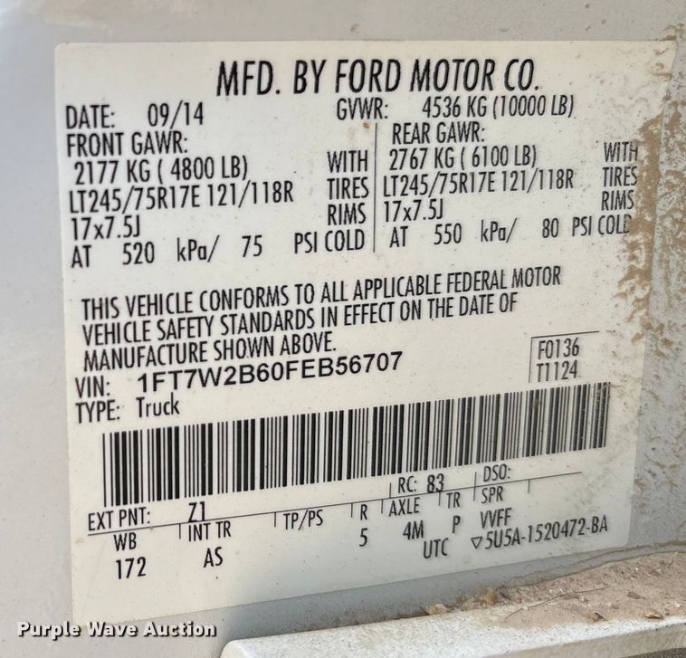 image for item OE9261 2015 Ford F250 Super Duty XL Crew Cab pickup truck