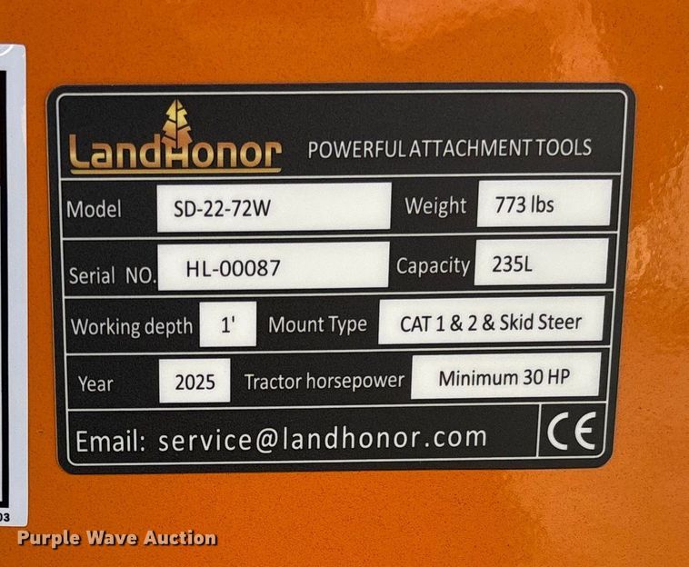 image for item EV3446 2025 LandHonor SD-22-72W no-till seeder