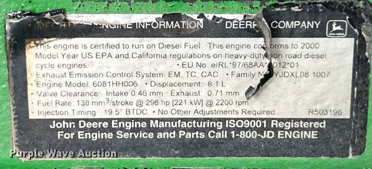 image for item YA1680 2000 John Deere 9650 STS RWA combine