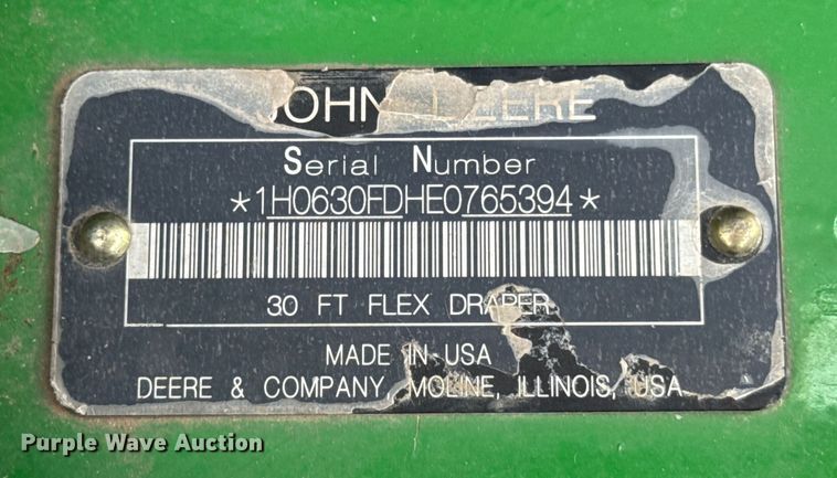 image for item YA1736 2014 John Deere 630FD flex draper head