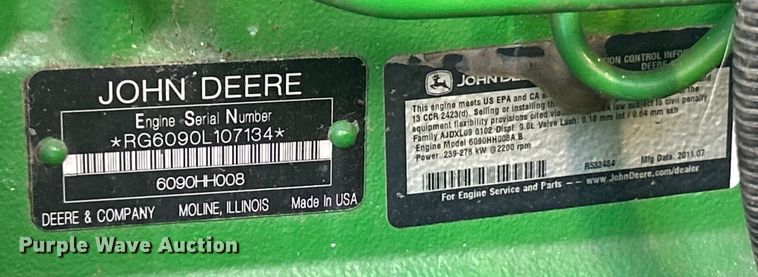 image for item YA1753 2011 John Deere 9670 STS combine