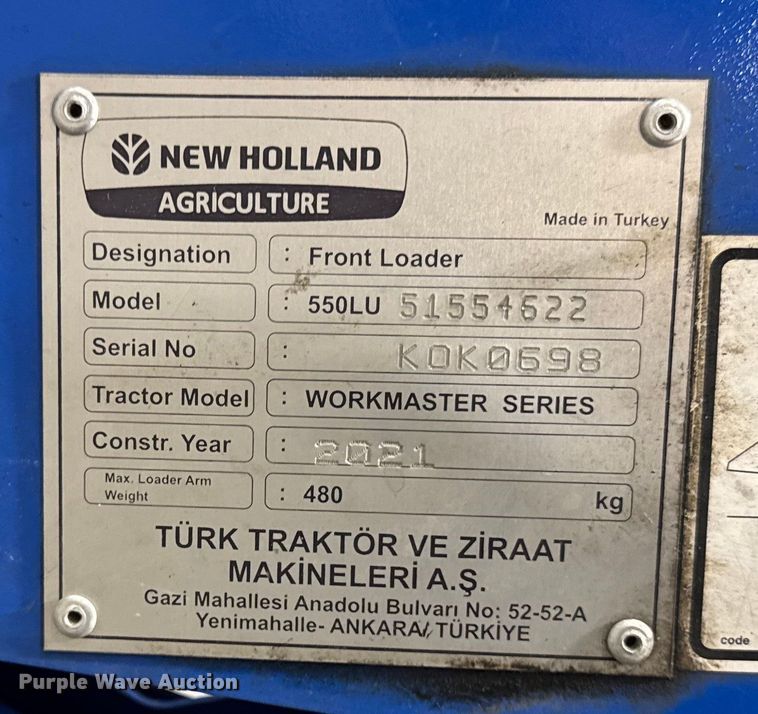 image for item YA1771 2021 New Holland Workmaster 75 MFWD tractor