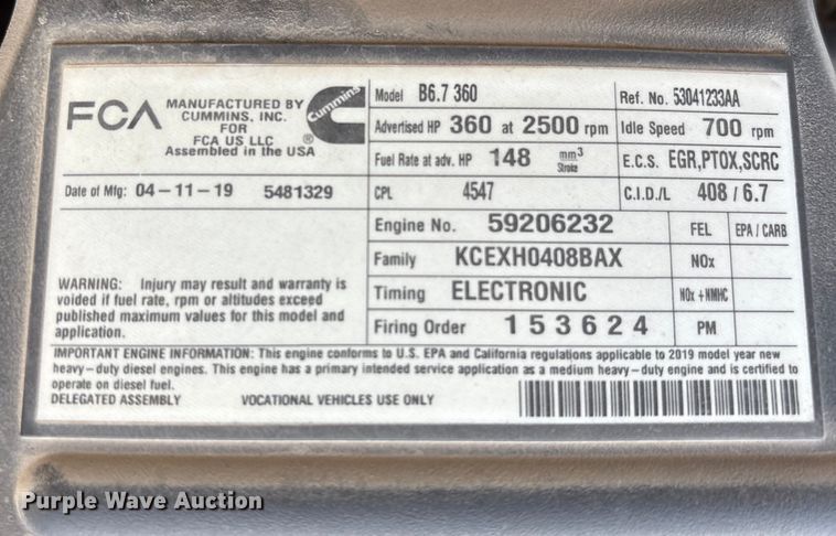 image for item EA7151 2019 RAM 5500 utility / service truck