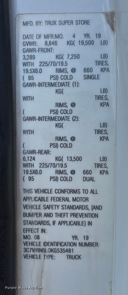 image for item EA7151 2019 RAM 5500 utility / service truck