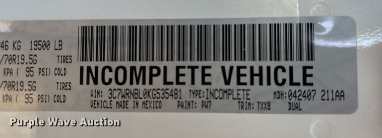 image for item EA7151 2019 RAM 5500 utility / service truck