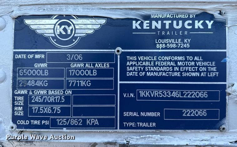 image for item EG1852 2006 Kentucky Trailer dry van trailer