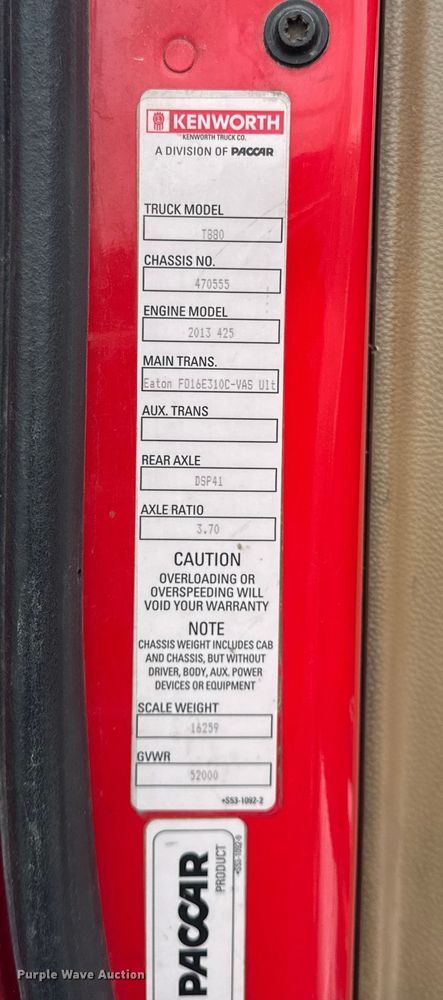 image for item ER0340 2016 Kenworth T880 semi truck