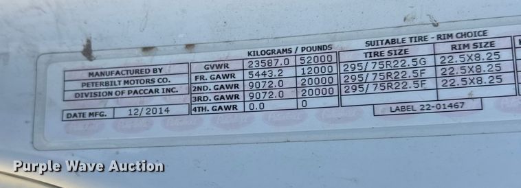 image for item EU6496 2015 Peterbilt 579 semi truck