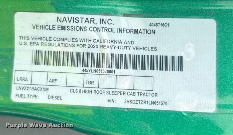 image for item YA0558 2020 International LT625 semi truck