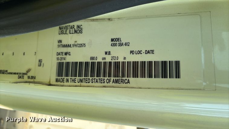 image for item YA1107 2015 International 4300 box truck