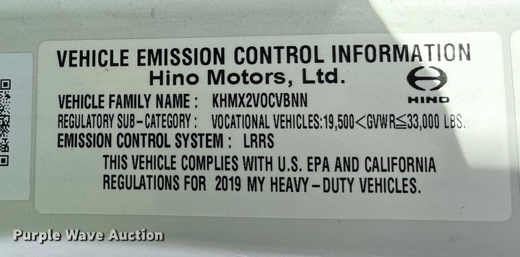 image for item YA1245 2020 Hino 230 box truck