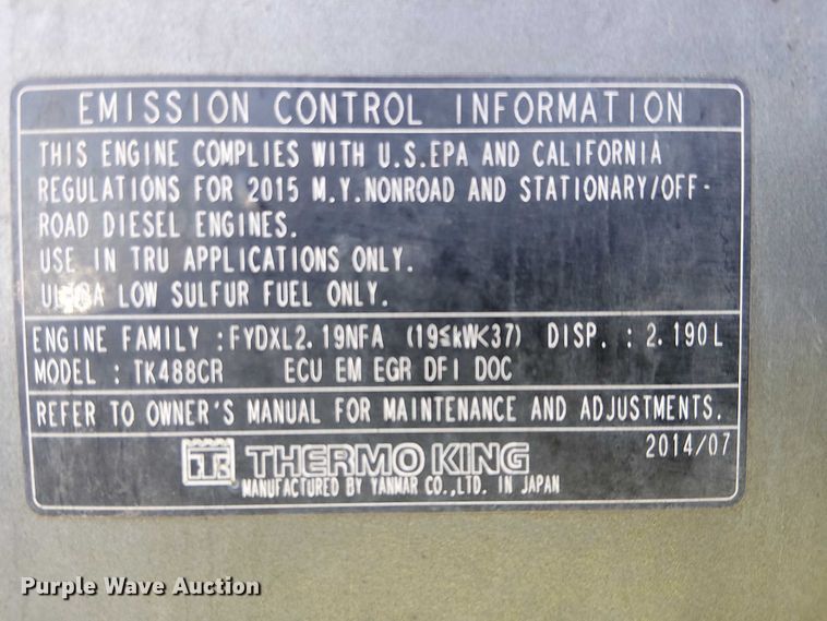 image for item YA1355 2016 Utility VS2RA refrigerated van trailer