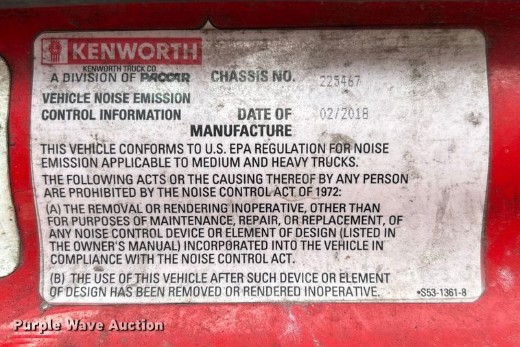 image for item YA1431 2019 Kenworth T680 semi truck