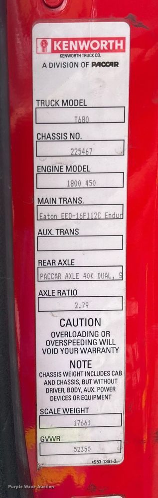 image for item YA1431 2019 Kenworth T680 semi truck