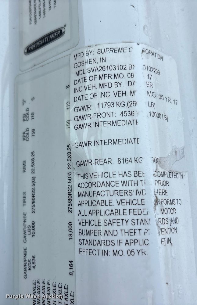 image for item YA1629 2018 Freightliner Business Class M2 box truck