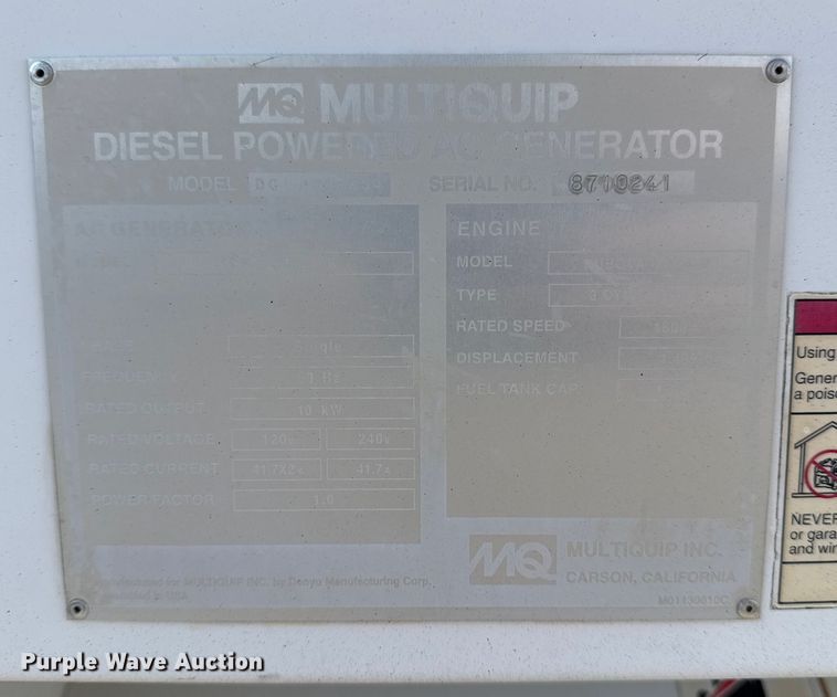 image for item DQ4180 MultiQuip Tier 4 generator