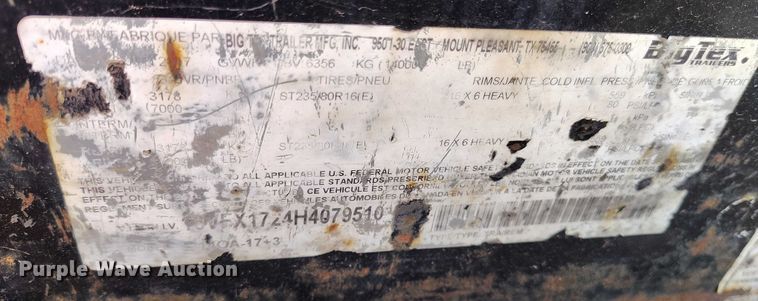 image for item DT0811 2017 Big Tex 140A equipment trailer