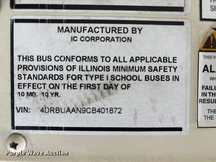 image for item DT6488 2012 IC Bus PB105 school bus