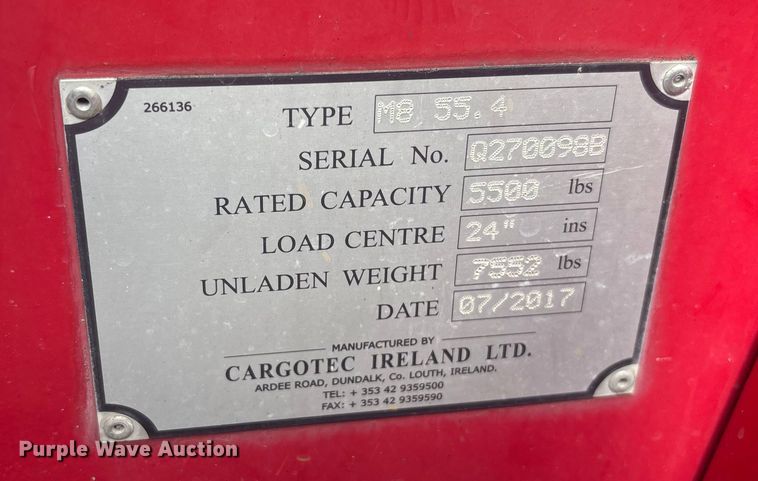 image for item DU0339 2017 Moffett M8 55.4 forklift