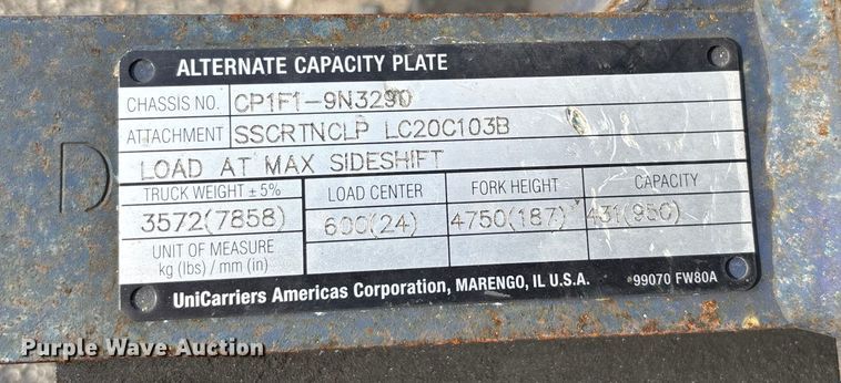 image for item DU0340 2018 UniCarriers CFS40 forklift