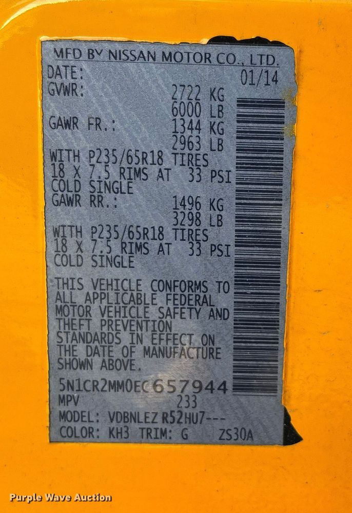 image for item DW7276 2014 Nissan Pathfinder SUV