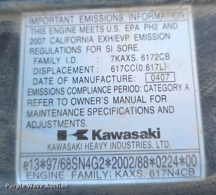 image for item DZ3718 2007 Kawasaki Mule 3010 utility vehicle