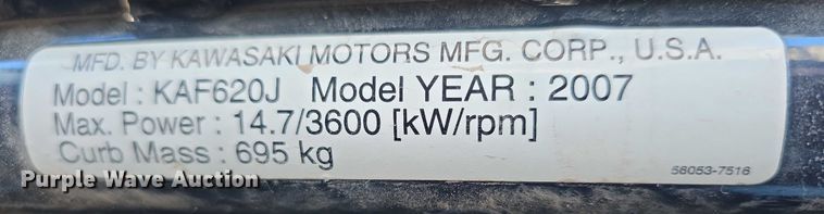 image for item DZ3718 2007 Kawasaki Mule 3010 utility vehicle