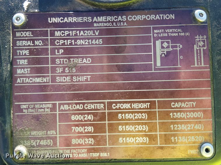 image for item EE5062 2017 UniCarriers CFS40 forklift