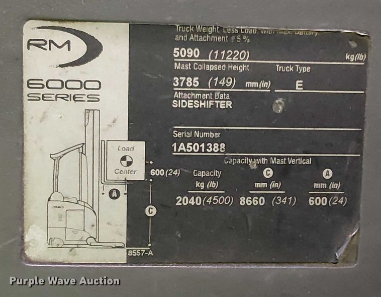 image for item EE5065 2017 Crown RM6095S-45 order picker
