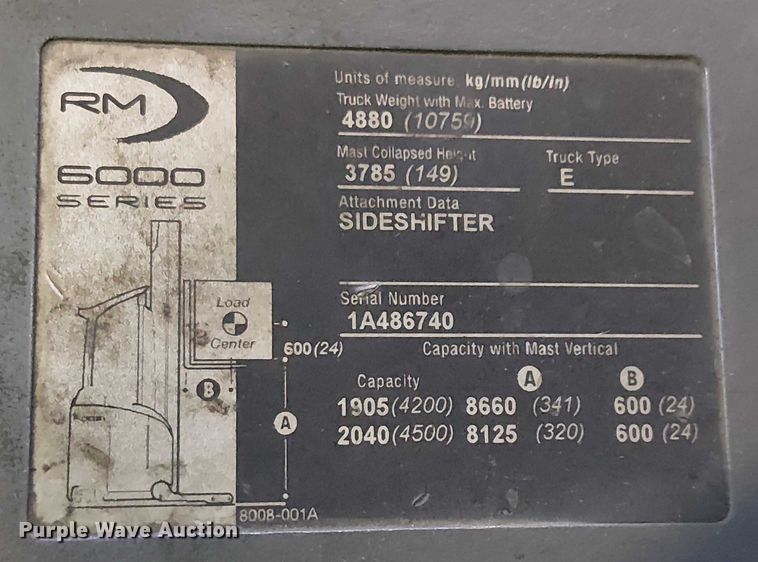 image for item EE5067 2017 Crown RM6095-45 order picker