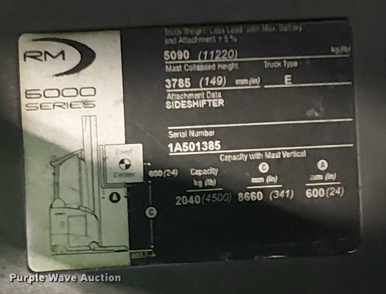 image for item EE5069 2017 Crown RM6095S-45 reach truck