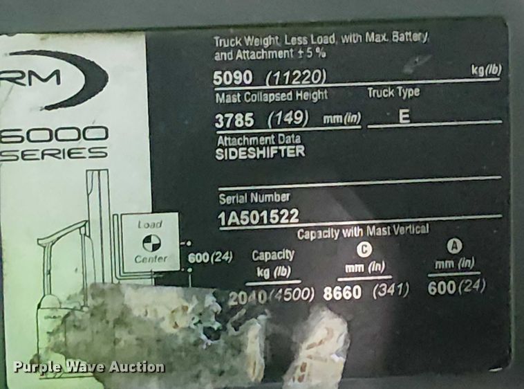 image for item EE5070 2017 Crown RM6095S-45 order picker