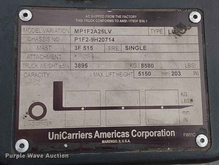 image for item EE5087 2016 UniCarriers PF50 forklift
