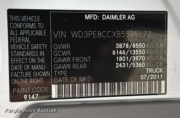 image for item EG1776 2011 Mercedes-Benz Sprinter 2500 van