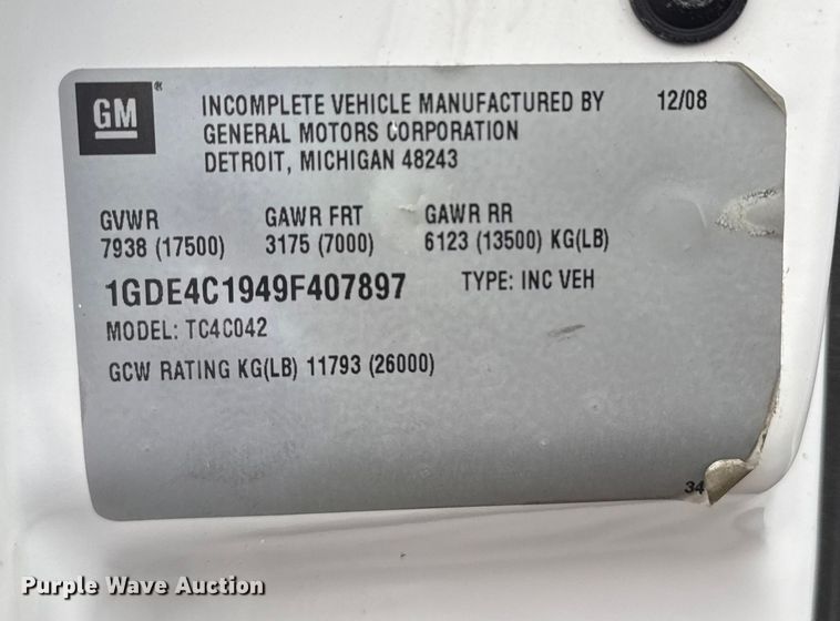 image for item EG1783 2009 GMC C4500 dump truck