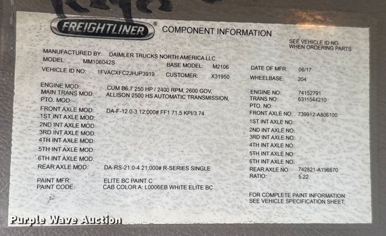 image for item EG1830 2018 Freightliner M2106 refrigerated truck