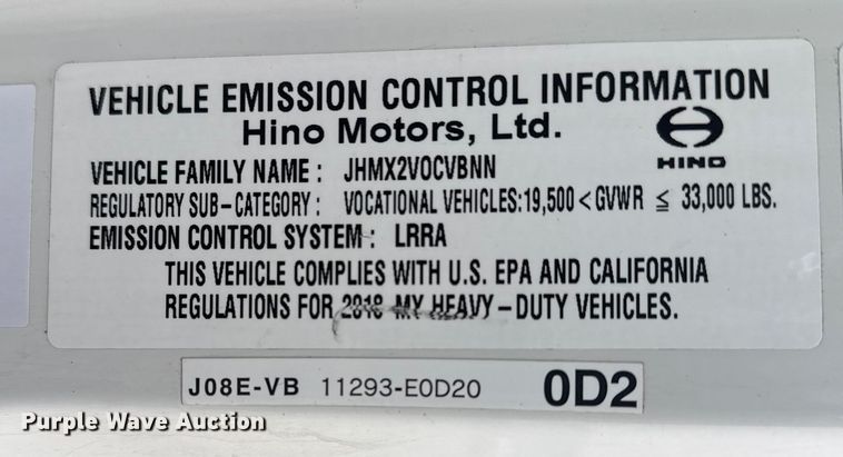 image for item EG1836 2018 Hino 338 flatbed truck