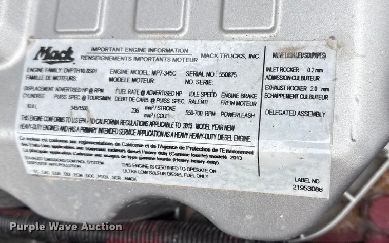 image for item EG1843 2014 Mack CXU612 hook lift truck