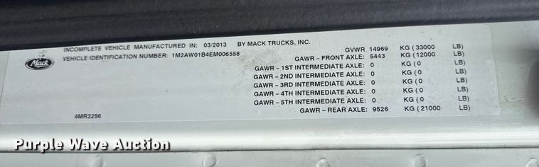 image for item EG1843 2014 Mack CXU612 hook lift truck